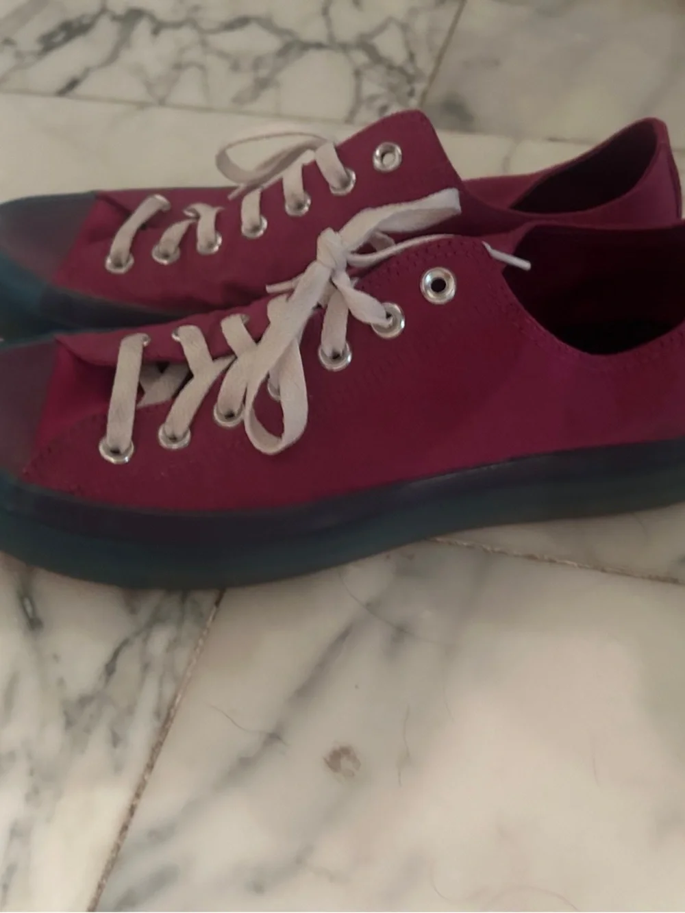 Converse Low Top Canvas Sneakers in Wine with White Laces